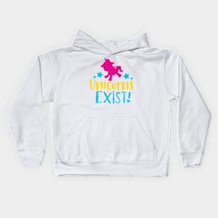 Unicorn Exist, Unicorn Silhouette, Cute Unicorn Kids Hoodie